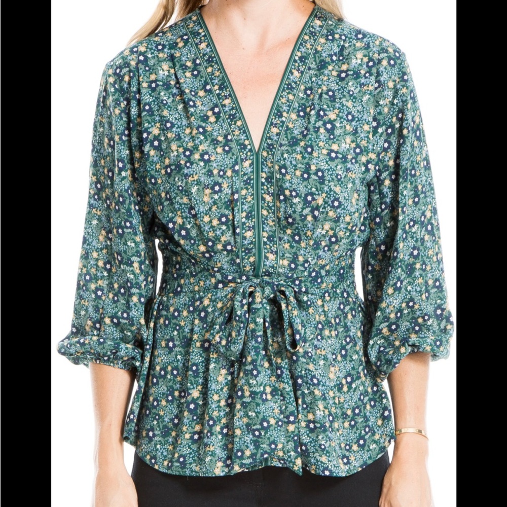 Max Studio Tie Front 3/4 Blouse